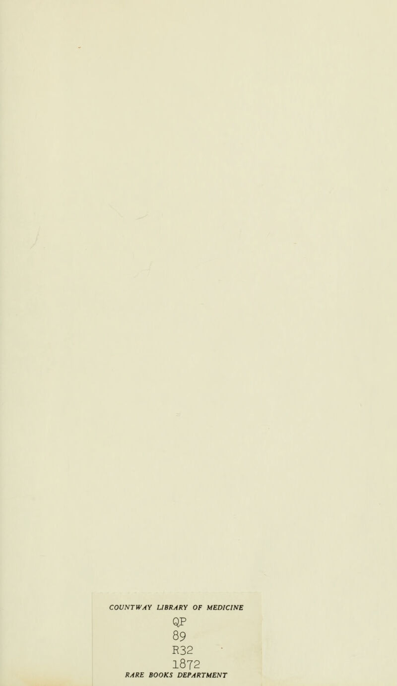 COUNTWAY LIBRARY OF MEDICINE QP 89 R32 1872 RARE BOOKS DEPARTMENT