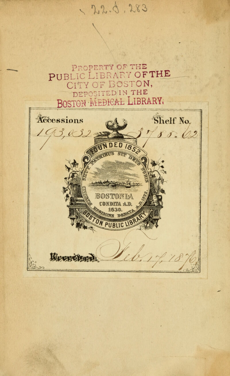 \ %%.4 AU \ prDPEnTY OF THE PUBLIC LIBRARY OFTHE CITY OF BOSTON, DEPOoITEDIM THE Bgstgh -MEDiGAt Library. ^secessions ^Slielf No. 3-, /a-^