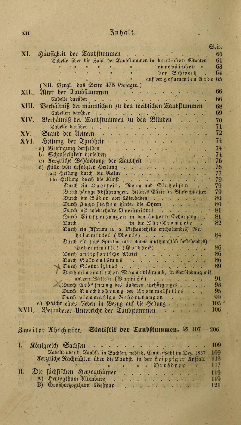 ©eüe XL ^äuftgfett bn Saubfrummen ...... \ .. . 60 SabeUe über bie galjt ber Saubftummen in beutftften ©taaten 61 's ; = ; : : ' fUtOlpaif^eil : 63 ; s = = * i ' bex <B<£)Wei§ . 64 - s - s s ■ s = auf ber gefammten © rbe 65 (NB. 33ergl. ba§ «Seite 473 ©efagte.) XII. Eiter ber SSaubftummen /-s« •■ • 66 Nabelte barüber . 66 XIII. Söerbältnijj ber männlichen 511 ben röeiblicben SSaubftummen 68 Sabetten barüber ^ 69 XIV. SSetbaltnip ber Saubftumtnen ju ben SSlinben .< : . . 70 Sabette barüber 71 XV. ©tanb ber keltern -..-.. 72 XVI. Teilung ber Sautydt ■ 74 a) SSebingung berfefben 74 bt ©ebtütengfeit bcrfelben ...... 74 c) 2fcrjtttcbe SSebönblung ber Saubbett ........ 76 d) gälle üon erfolgter «Teilung ............ 76 aa) Teilung burtf) bie Statut ' 77 bbj Rettung burdj bie Äunft . . ' 79 J)urdj ein Jpaarfeil, SDlora unb ©lür)eifen . . 79 ©urd) r)dufige tfbfüfjrungen,. 6ittere6 ©firtr u. äStafenpflafter 79 2)urd; bte 33 ab er von SäieBbaben 80 35urd) ^ugpftafter hinter bie Dfyren 80 £>urdj oft wieberfyolte 33tedjmittet 81 2)urdj (Sinfptifcungen in ben äußern ©efyorgang .' 81 2)urd) s in bie Dl)t:Zt om» ete . 82 ®urd> ein (ttfarum u. a. 33eftanbtljetfe entfyaltenbeS) ®e; Seimmittel (Sterte) ......... 84 ©urd) ein (aue> Spiritus nitri dulcis mutr)mafjlid) beftefyenbeß) ©e^eimmittet (©otbbecS) ....... 86 ©utdj anttpfortfdje Sftittet ........ 86 £>urd) ©alöaniämuö . 86 H £>urd> eteftrijttdt , . . . . 89 / £)urd)mineralifd)en SOtagnetiömuS, in Skrbinbung mit anbern Mitteln (SSarrteS) 91 ,AsDurct) (Eröffnung beS, äußeren ©efyorgangeS .... 93 25urdj *Durd)bot)rungbe§SXrommeIfelle6 . . 95 ®urd) planmäßige ©efyorübungen 99 e) spfltdjt eines Seben in S3ejug auf bte Teilung ..... 105 ' XVII. föefcnberer Unterricht ber Saubftummen 106 Zweiter Ebfcbnift, «Statifii? bet? Söubfiummem ©. 107-206. I. Äonigreid) ©acfyfen •'•'.• 109 Tabelle über b. Saubft. in @ad>fen, nebftb. (Sinro.--,3ar;l im SDej. 1837 109 2Cerjrlid}e 9?ad)ricbten über bieSaubft. in ber ßeip^iger tfnfklt 113 = = . -. -. -. SrcSbner * 117 II. JDie fäcbftf/cben ^erjogtbümer HO A) £erjogtbum 2Cltenburg 119 B) ©roplicrjogtbum SSJetmac 121
