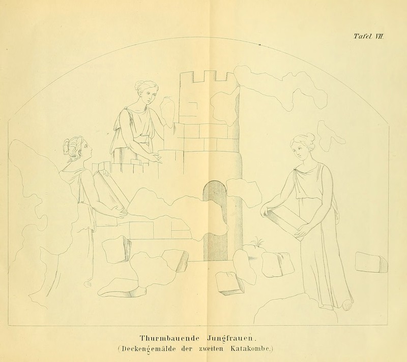 TluirinbaueiLtLe tTun^frauen . fD6cken.6em.älcLe der /■weilen Katakombe.)