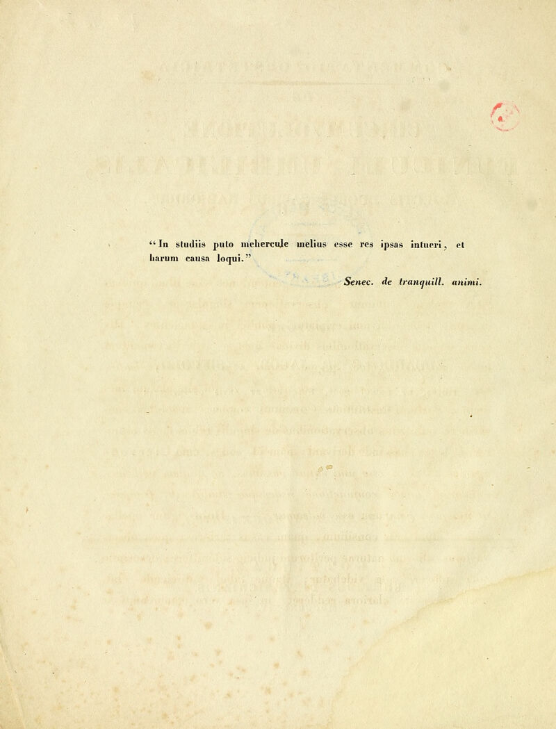 r. In studiis piito mehercule uielius csse res ipsas intucri, el liarum causa loqui. Senec. de tratujuill. animi