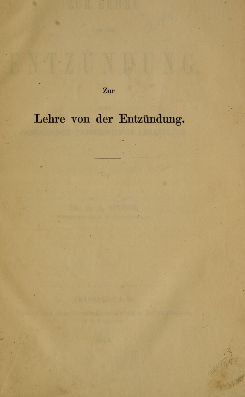 Zur Lehre von der Entzündung.