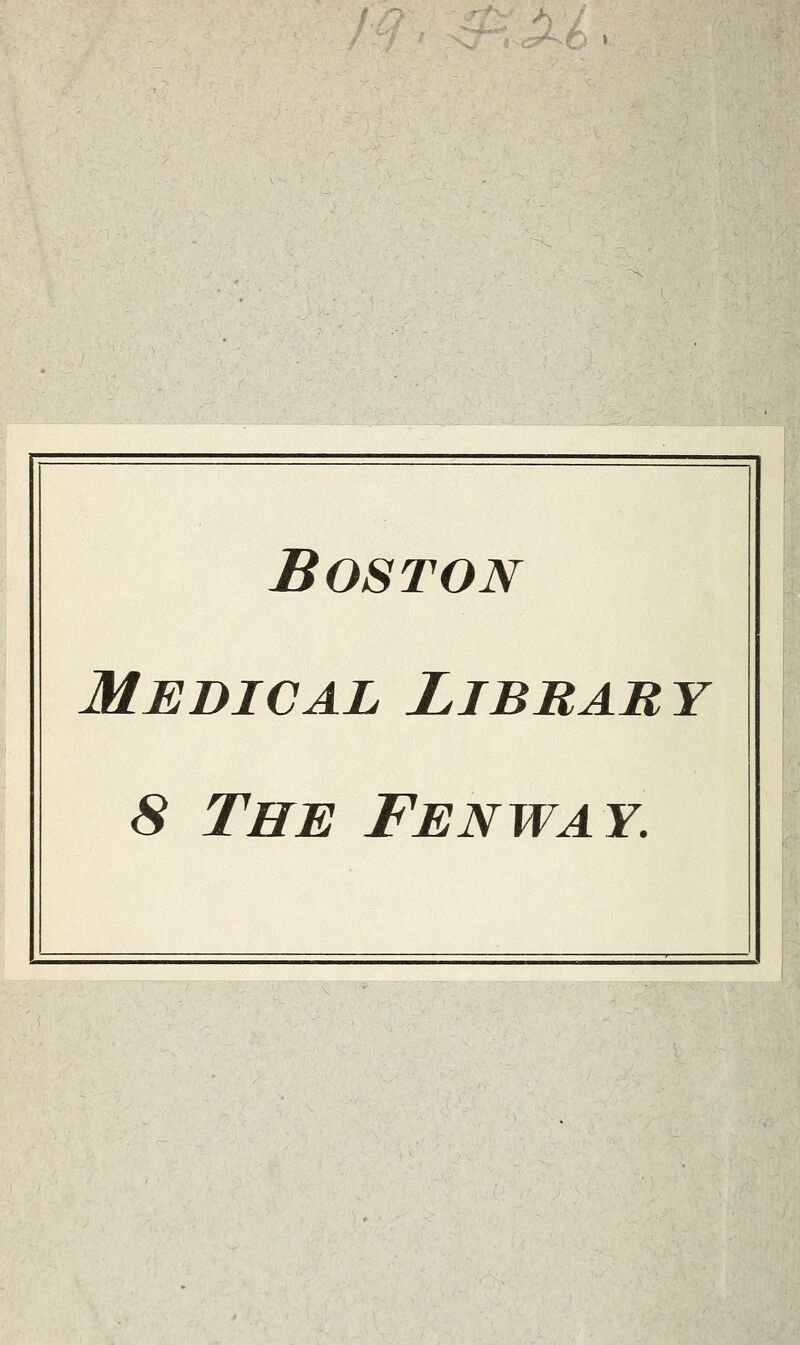 Boston Médical Libbary 8 The Fenway,