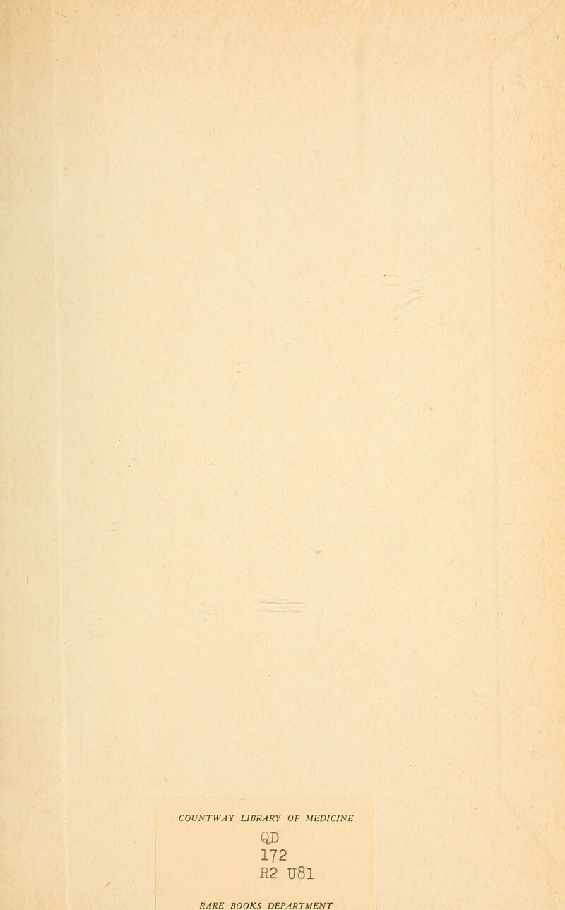 COUNTWAY LIBRARY OF MEDICINE 172 R2 U8l RARE BOOKS DEPARTMENT