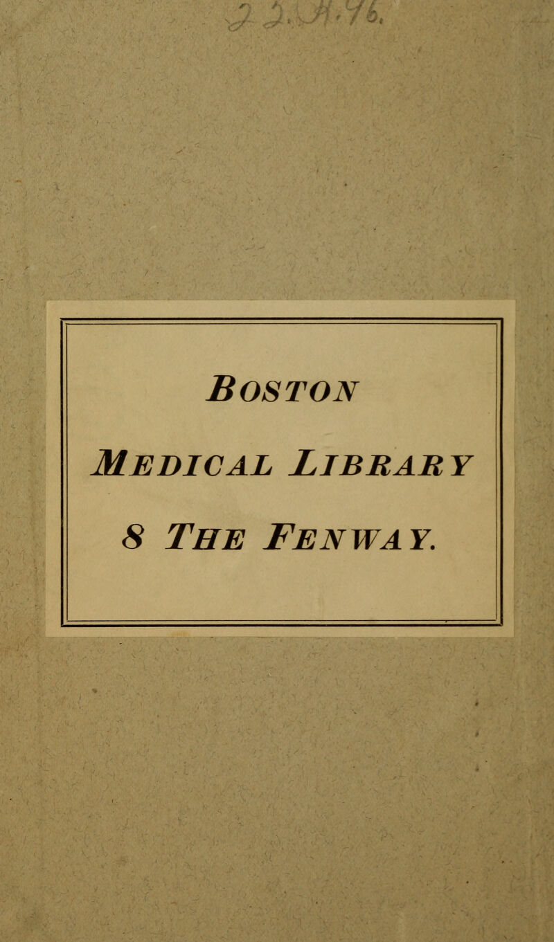 Boston Médical Library S The Fenway.