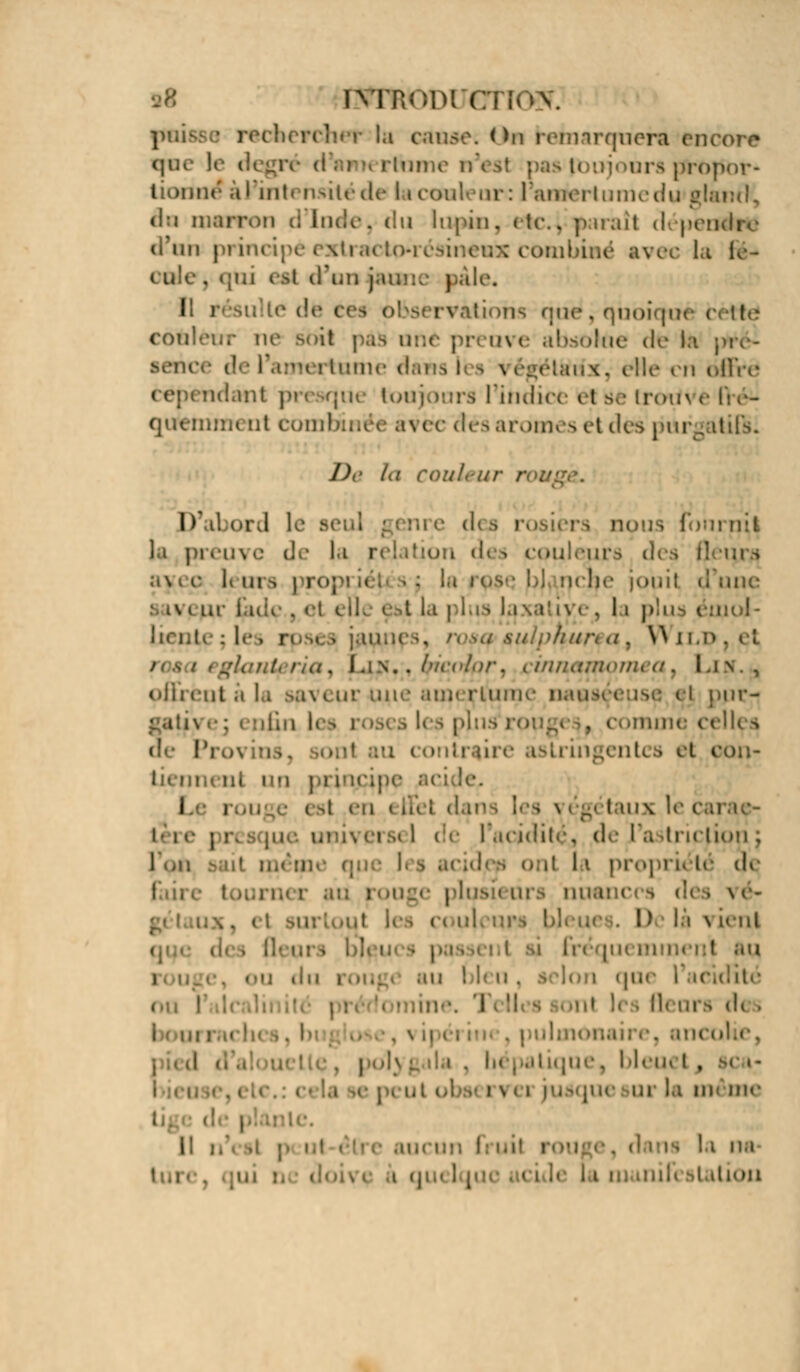 | I recbei i causée On îvnnrfpiora encore que I i Rime n toujours propor- tion ik: àl 1111 * rutilé de la cou l nr: lanotertumedu gland', dn marron d Inde, du lopin, (te. parait J- pendiv duo principeexirad combiné avec la L-- I tTon j.i:. } aie. Il i mie . quoique i ne sbit pas une pr nt e absolue de l;i . elle en offre ridant presque toujours l'indice tel tte troriV< qufemmt nt combini i as ee dés arômes et des purgatifs. J)t> Li couleur rou I ) il ord le i rilt la prem c de la relal ii m des couleurs il li urs i i i r ! i c jouit d'une s i\ | u ■• plus Ki 11 plus i lienti : les v,-, a, Wild, jet I ,;\.. />/c<>/or. cinnamomea, Lin., offrent ii la sa\ ( ur un i pur- gatf) e ; < nfin les , comme celles de Pi lire astringentes et il i-i princ4| I ! ( si en i m i dans les \ ég< taux le c i tere j inivei a 1 de l'acidité,, de l'a .triclion ; l'on 11 proprit Lé uç N_c pli | \ C- D là vient q i Ion qui ou I ft ara d< . . ancolie, bleu< i , : isquesurla u le. II i. is' la oa i qui 1 p cide la itiou