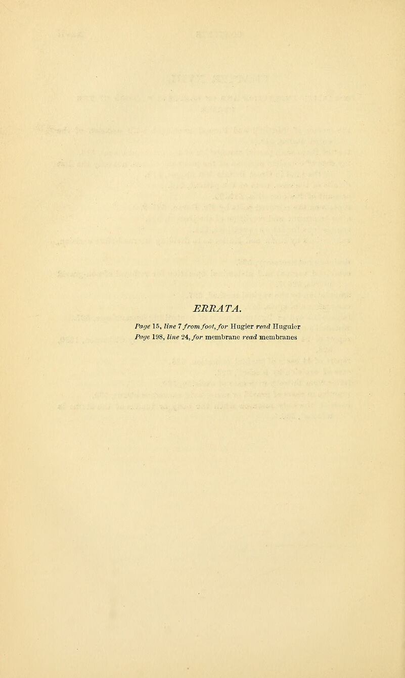 ERRATA. Page 15, line 7 from foot, for Hugier read Huguier Page 198, line 24, for membrane read membranes