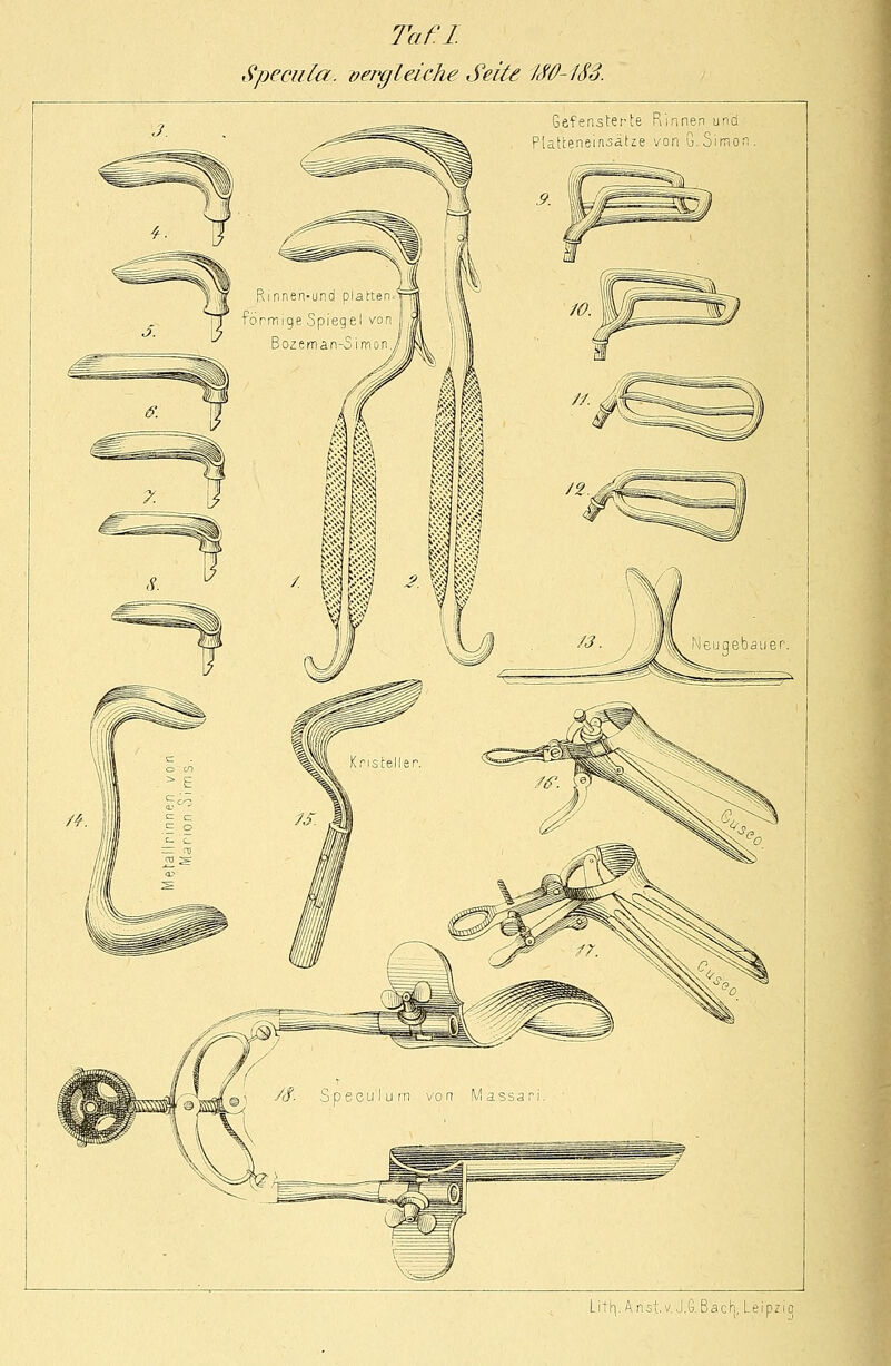 Specuia. vergleiche Seite W-IS3. Gefenstet'te Rinnen und Platteneinsätze von G.Simor Litt]. Anst. v.J.G.Bach. Leipzi