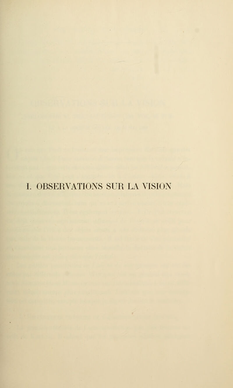 I. OBSERVATIONS SUR LA VISION