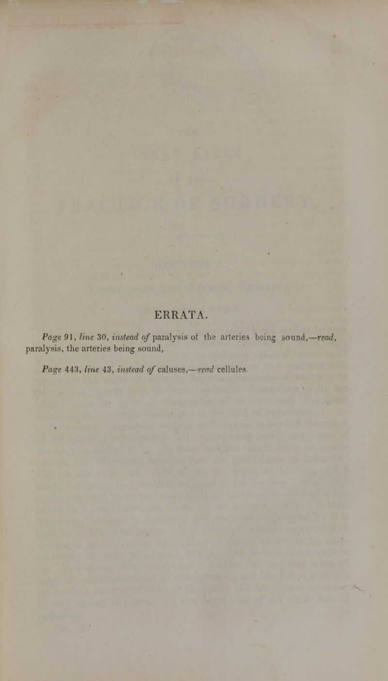 ERRATA. Page 9\, line 30, instead of :^axa\yii'is oi the arteries being sound,—read, paralysis, the arteries being sound, Page 443, line 43, instead q/caluses,—read cellules.