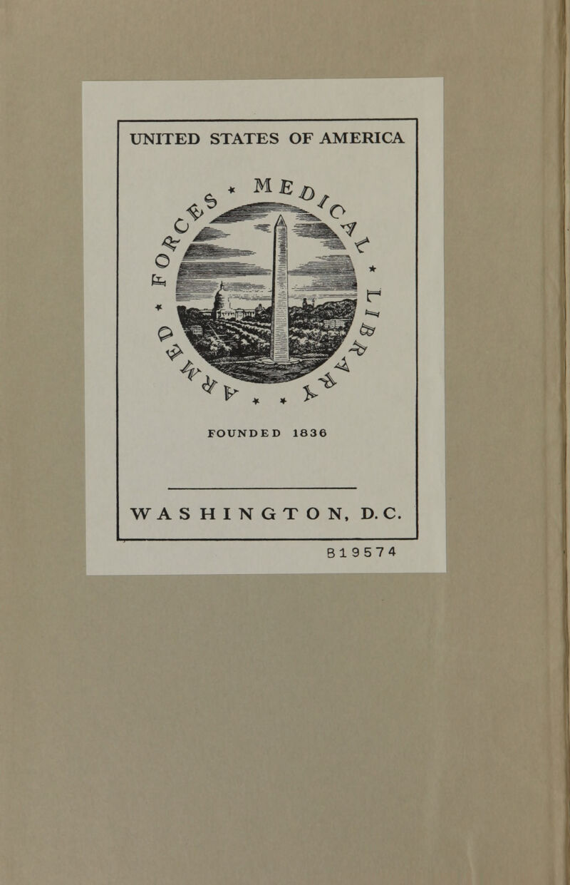 UNITED STATES OF AMERICA V , , FOUNDED 1836 WASHINGTON, D. C. Bl9574