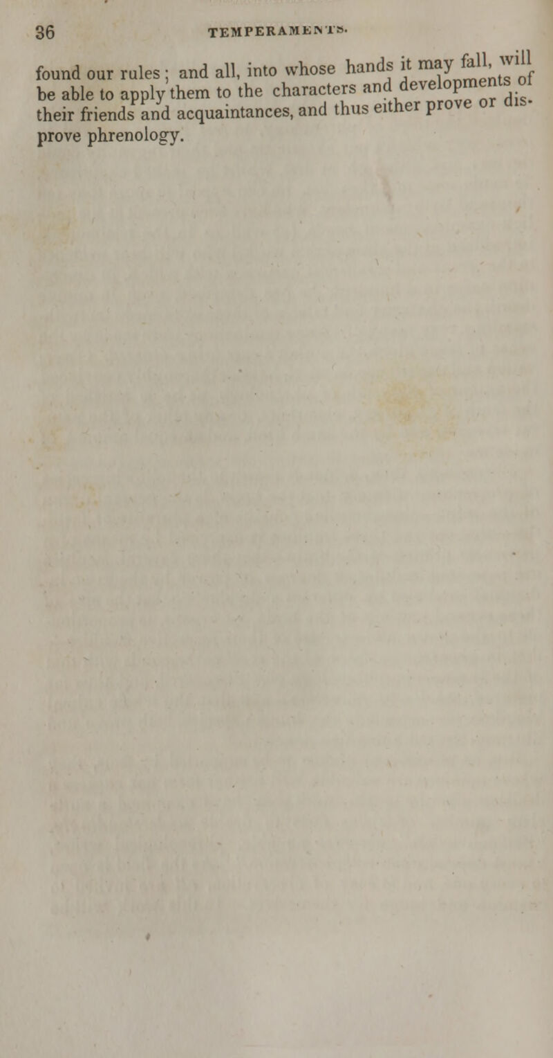 found our rules ; and all, into whose hands it may fell, will be able to apply them to the characters and developments ot their friends and acquaintances, and thus either prove or Qis prove phrenology.