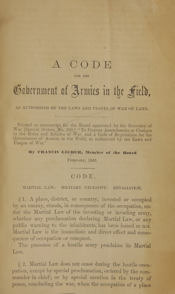 A code for the government of armies in the field as