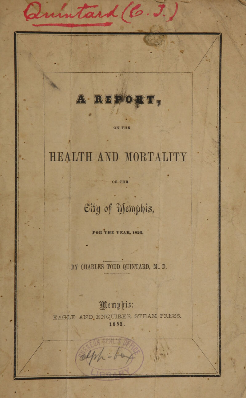 V HEALTH AND MORTALITY Siflj of ?)jjetypt)is, FOR THE TEAR, 185«. BY CHARLES TODD QUINTARD, M.. D. EAG-LE AND. ENQUIRER STEAM PRESS. 1853. /