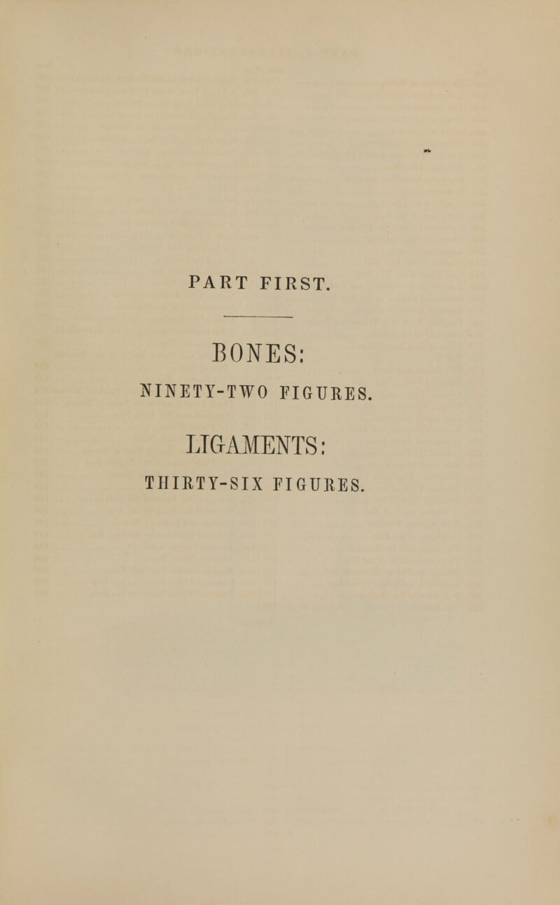 PART FIRST. BONES: NINETY-TWO FIGURES. LIGAMENTS: THIRTY-SIX FIGURES.
