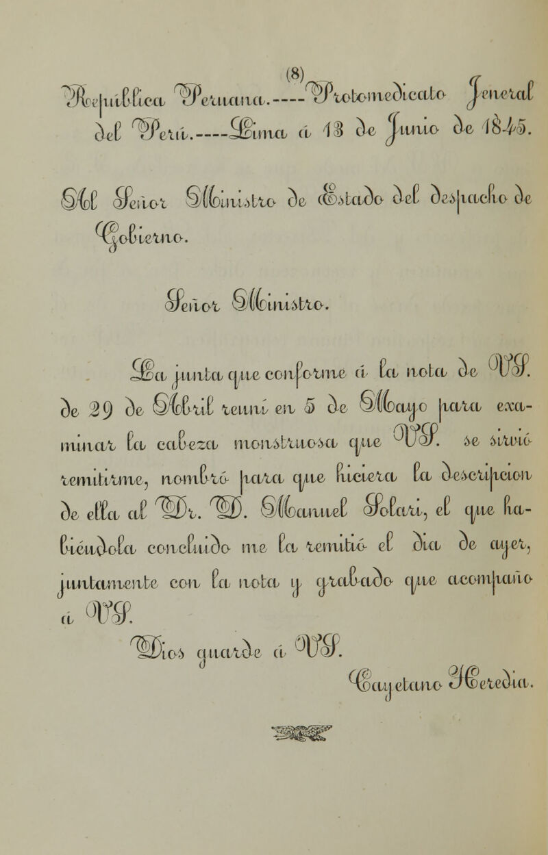 S«£ ^et.i. &ui ci 18 de Jtuuo áe 1Ító. <9eiiot Sífciaútto Se (fe¿taSo SeC S¿¿¡iac(lo t)c loiaetao. Q/eaot ©tfotaulAo. Süa Lauta cute con|oune ci Ca aota de J(/>J. Se 39 Se ©ttúE teauX eu o) Se ©ífcaao |utta exa- luiaat £'a calesa raoa^ao^a cute ^üoJ. í>e &mih¿ temititute, uom(>t¿ Ítala aue duneta la ae&cuItcLoa Se effia ai 151. D. ©fcauueE SoEoaÍ, eC cute fia- (SiéuSoux coucutiSo me Ea teutaxó el Sia oe atjet, uuttanteute coa Ea aota a ataoaSo tpe a«omjuuu> V<§f i oí) aiwiw á lJücy ^íxuieLuuo afceteoia.