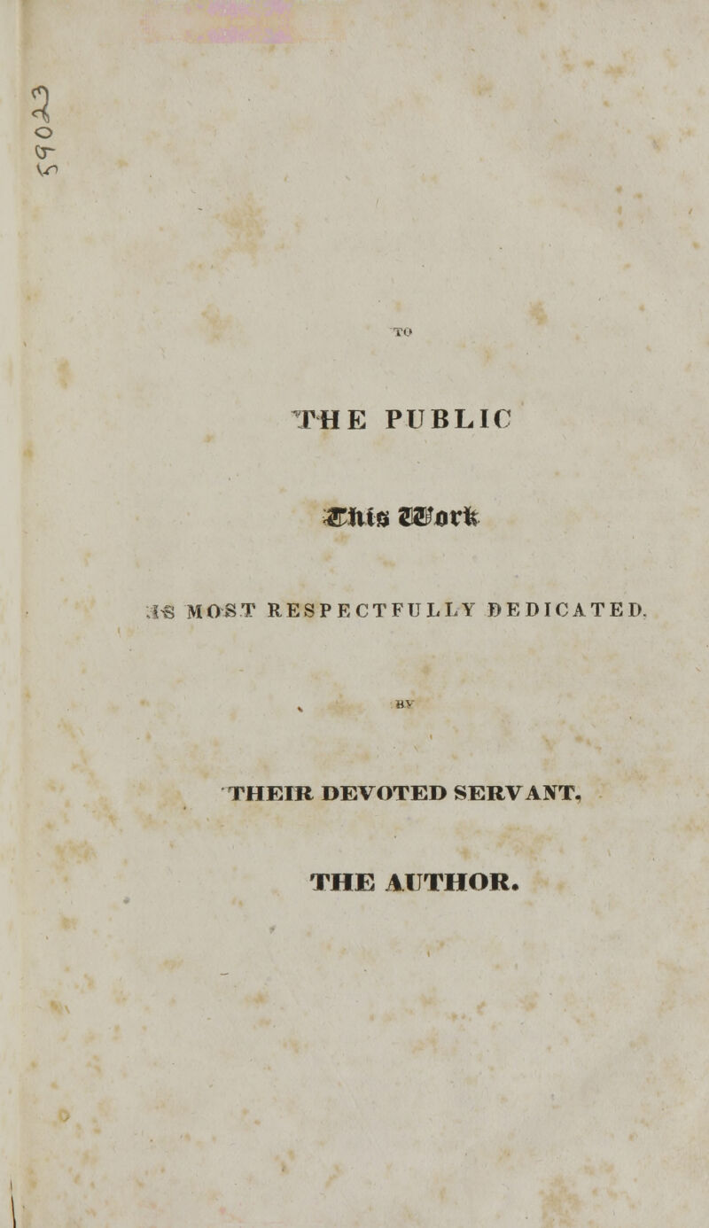 5 o ST TO THE PUBLIC -*Hlf* SS?artt 3« MOST RESPECTFULLY DEDICATED. THEIR DEVOTED SERVANT, THE AUTHOR.