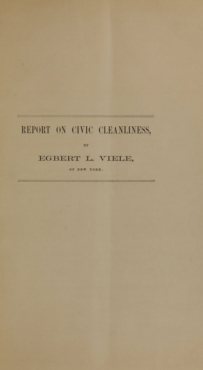 REPORT ON CIVIC CLEANLINESS, BY EGBERT L. VIELE, OF NEW YORK