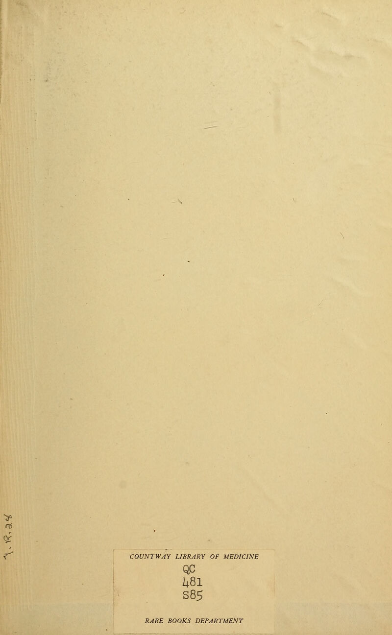 COUNTWAY LIBRARY OF MEDIC1NE QC U81 S85 RARE BOOKS DEPARTMENT