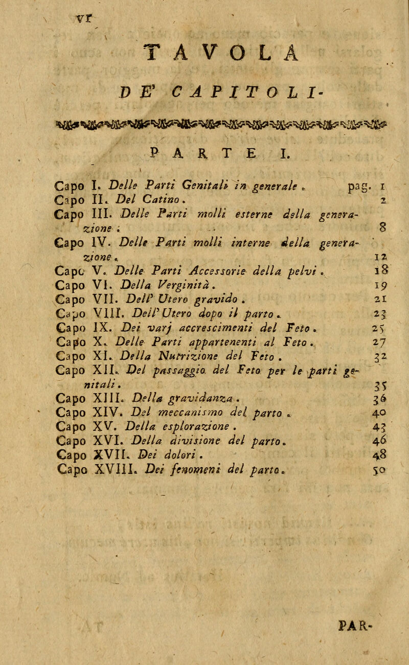 D F CAPITO L I' PARTE I. Capo I. Delle Partì Genita/» Jft generale « P^S* ^ Capo II. Del Catino, 2 Capo III. Delle Farti molli esterne della genera- zione i - 8 Capo IV. Delli Parti molli interne della, genera- zione ft 12 Cape V. Delle Parti Accessorie della pelvi » iB Capo Vi. Della Verginità. 19 Capo VII. DelP Utero gravido, zi Capo Vili. DelP Utero dopo il parto ^ 2? Capo iX. Dei varj accrescimenti del Feto, 2$ Ca|^o X.. Delle Parti appartenenti al Feto, 27 Capo XI., Della Nutrizione del Feto . 32 Capo XIL Del passaggio del Feto per le parti ge- nitali , g % Capo XJII. Della gravidanza . 36 Capo XIV. Del meccanismo del parto » 40 Capo XV. Della esplorazione . 4^ Capo XVI. Della divisione del parto, 4Ó Capo XVII. Dei dolori. 48 Capo XVIIL Dei fenomeni del parta ^ 50 PAR-