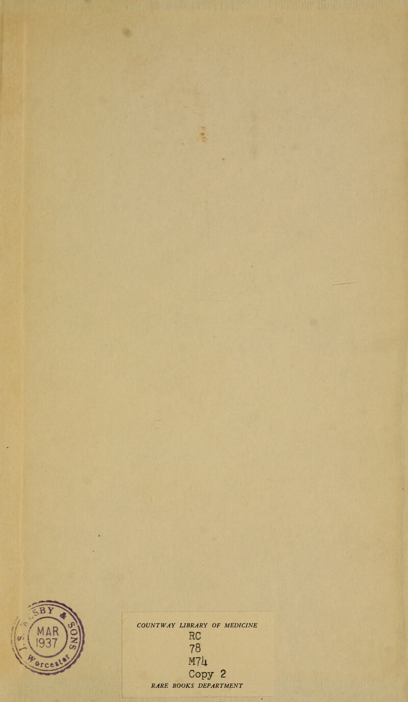 COUNT WAY LIBRARY OF MEDICINE RC 78 M7U Copy RARE BOOKS DEPARTMENT