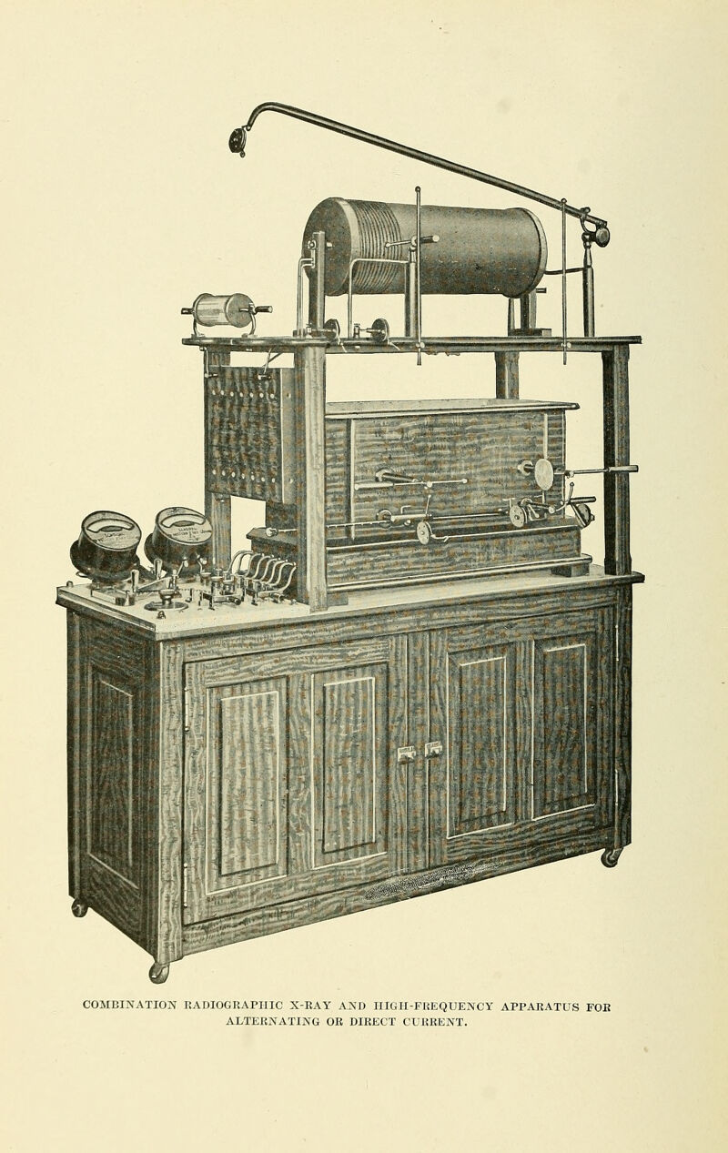 COMBINATION RADIOGRAPHIC X-RAY AND HIGH-FREQUENCY APPARATUS FOR ALTERNATING OR DIRECT CURRENT.
