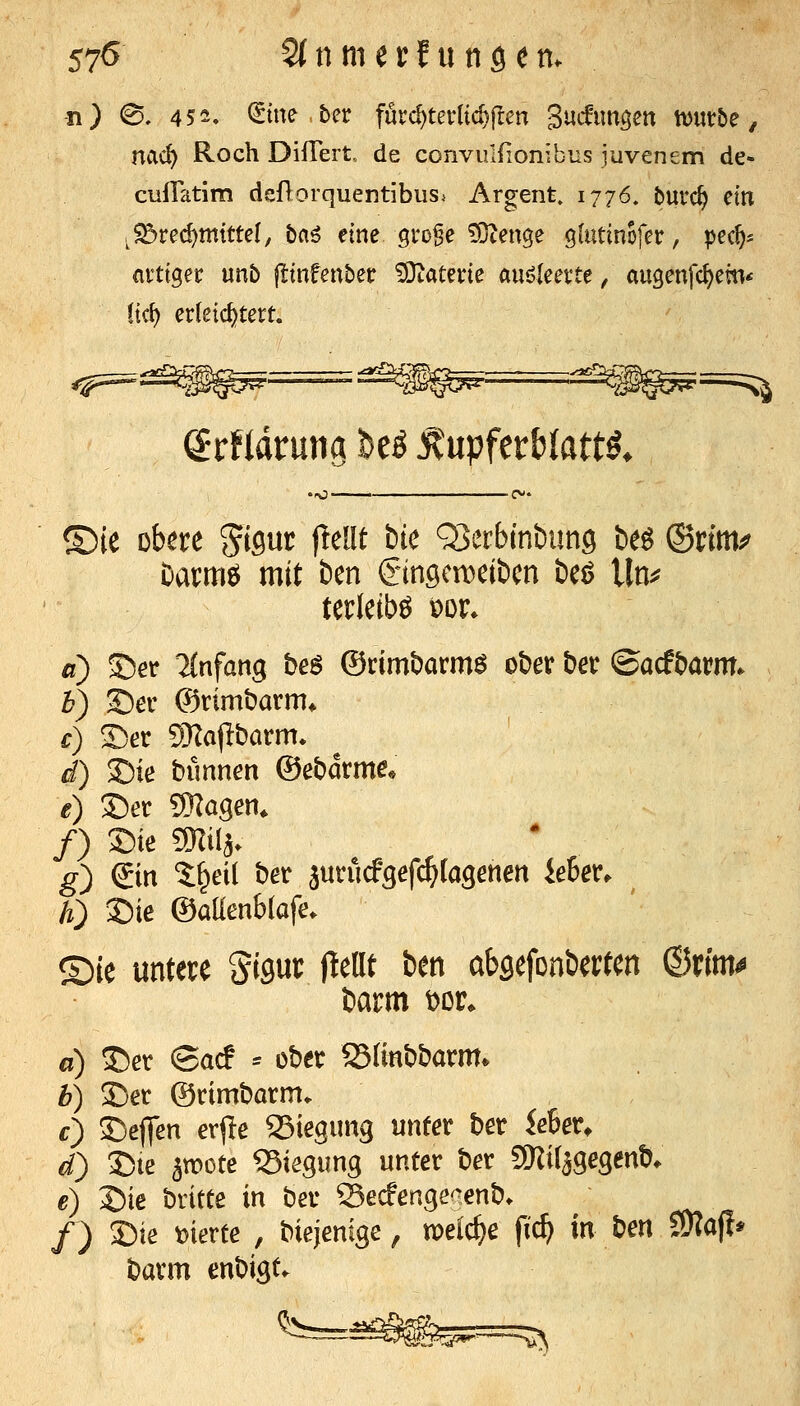 57Ö 2(nmerf uttöen. -n) ©, 452. (Sme.ber fürc^terltd}(len 3«cfimgen tt)«t&e, nac^ Roch Diflert, de convulßonibus juvenem de- cuiratim dcßorquentibus* Argent. 1776, burc^ ein , ^red)mtttel/ baö eine gvo^e £Otenge glutinofer, pec^* (irttger un5 jltnfenber Materie ausleerte, augenfc^em^ Itct) erleichtert. ®ie obere ^mt Igelit bte Q^erbinbung be^ ©rtm^ Darmö mit ben €inöcn)eit»cn beö Un^ terletbö v)or. ß) ©er Ttnfang be^ ©cimbarm^ ober ber ©acfbai?m. 5') See ©rimbarm* c) Ser SKafIbarm. ^) Sie bimnen ©ebdrme* e) Ser SRagen* /) Sie Snil^ g) ein 5:^eil ber ^mMQefdjiaQenen ieber. /z) Sie @aüenb(afe. ©ie untere gigur ftellt ben abgefonberten ©rfm^ barm t>or* ß) Ser (Sacf = ober Sünbbarm* b) Ser ©rimbarm. 0 Seflen erjle SSiegimg unter ber ieber^ ä) Ste 5n?ote 55iegimg unter ber aHilagegenb. e) Sie britce in ber Seifenge^enb. /) Sie t)ierte , biejenige, welche fic^ in ben ?0?ap* barm enbigt.