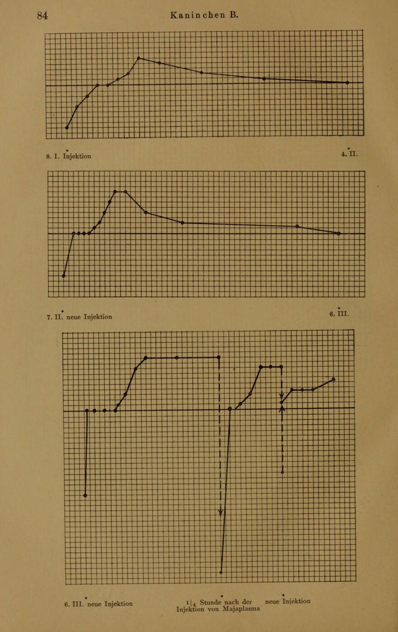 E=^=EzEEEEzzzEzEEzzEEEEzzzEzz=zEEEEEEEEEEEEEE 8. I. Injektion 4. II. l 1 1 / / ,1 7. II. neue Injektion 6. III. 6. III. neue Injektion l|4 Stunde nach der neue Injektion Injektion von Majaplasma