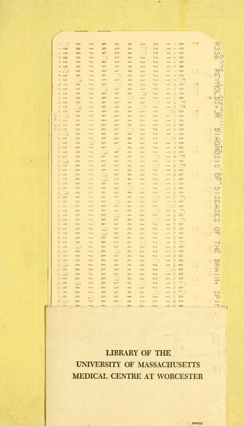 -' 1 70 M to OS — CD <-n -e» ] *o c=> CO u O to ~J co CJ-I a. 1 r»o Ul CO I't'l * « CO *' J co ■** u ^ —  =• l.'l m to CO —1 co cr. -o. t-J -J — ■» CO .j « ~<Jz CO **■ CO **  ^ ,_, ] 1 to* m <r CO _ —1 en cji ■o CO r~J — -■ 1 —z CO —J CO « CO ~o — 3 => -1 ZZ- = CO CO —J J cj-i *•■ C-J r^> - co ~n Q C co CO —J o-> cj-i ■&. J OO — CO 1 r~ 5 to CO —' CO cr. CO r^3 : c=> -1 Wij ~ CO CO ~- cr> <_n ja. co ] Z. ■ <y.i- 3 to ,. —' cr> CO ■o- ^» — -1 ■•» ~ = CO CO —' CO <- ■«*> CO « '- = 1 '_-' :i.:-- — CO Li — s co O1 i — 3=' — '.••'!' — -: co — i — '=£ — i>v CO oo — .-. CO I — = co i a —■ z co I— 1 — S - IV'I — £ co m co •:• — i ~ ivi — i co m — S ~- >'.■■'.< — £ CO — 5 CO 1 1 —■ £ CO •■•l-l — £ CO — ? — -H — -- CO X — £ CO m —■ £ CO ! — 5 CO w — g CO ti -- co 1> —> t£ CO —. — E CO — 2 — •J. — a CO — s — I.--I — s co 0 LIBRARY OF THE UNIVERSITY OF MASSACHUSETTS MEDICAL CENTRE AT WORCESTER