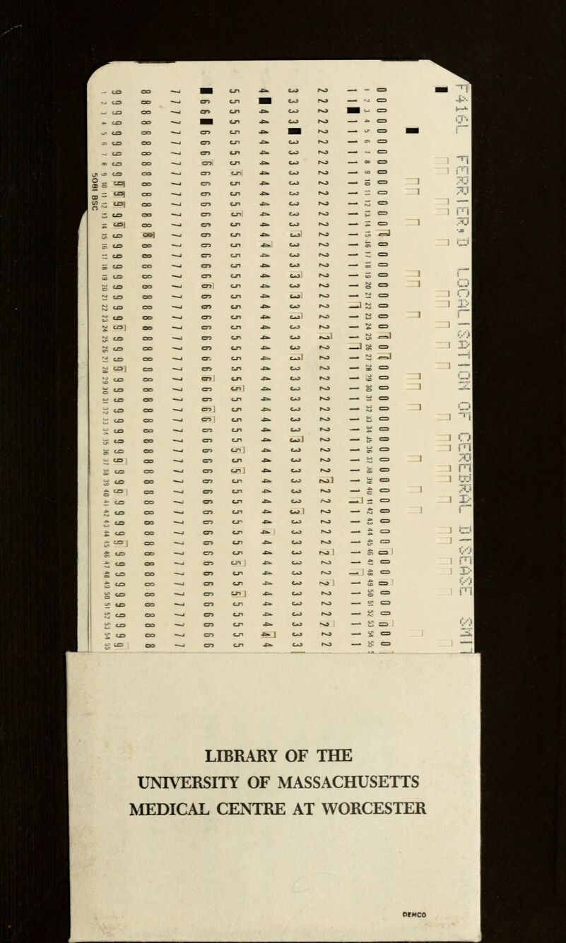 :,1 — S =1 3 — ^ C=J -1 -n 7.1 ■ ^ ea —] o , <-= es 1 n — s en 1 ;o — 's a 1 ri 1 — w J—» 1 tei ^ e=j 1 :■*:• _ - = 1 X:- — s ^ 1 r~ — s C3 —. s C3 1 cri —. 5 €=3 1 — 1 . OT .—. 1 •X' _ J: ea _j ri _ £ ^ J X:- 1 _ £ ^ ! <:•••) — o ) m LIBRARY OF THE UNIVERSITY OF MASSACHUSETTS MEDICAL CENTRE AT WORCESTER