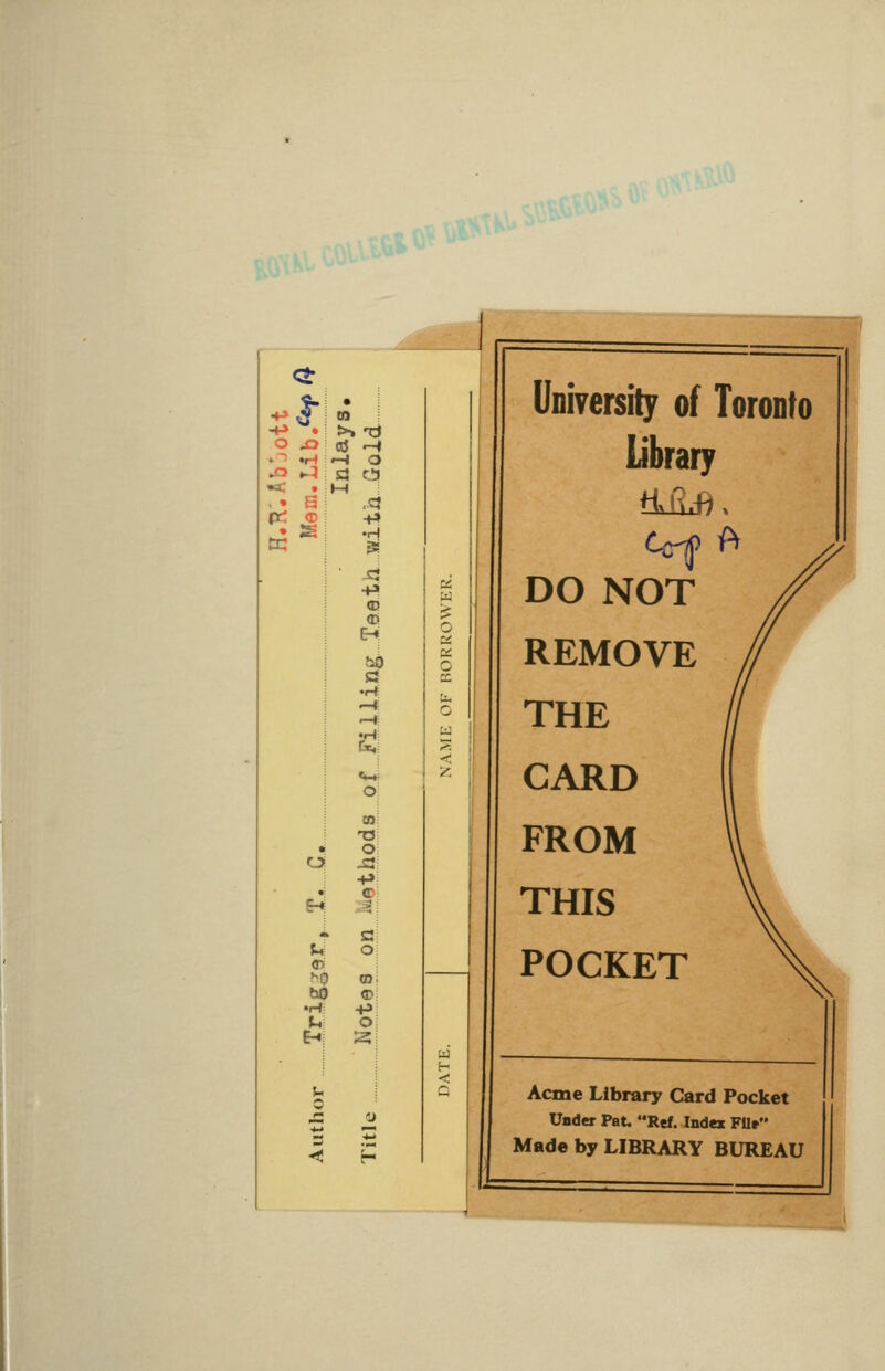 .J3 PC % o <n •Hi U n >. ri 05 -» •H O M ...C5 +» •H 3j • Jd •fi d H bd •i-t d tn T5 O +» ^ 1> University of Toronto Library DO NOT REMOVE THE CARD FROM THIS POCKET Acme Library Card Pocket Under Pat. Ref. Index FUt Mad© by LIBRARY BUREAU