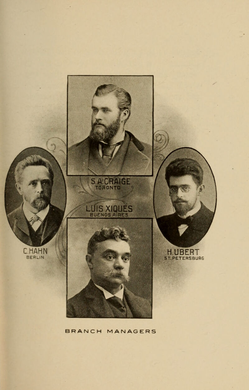 C.HAHN BERLIN ' SA.CRAIGE TORONTO LUISXIQUES BUENOS AIRES H.UBERT ST.PETERSBURG