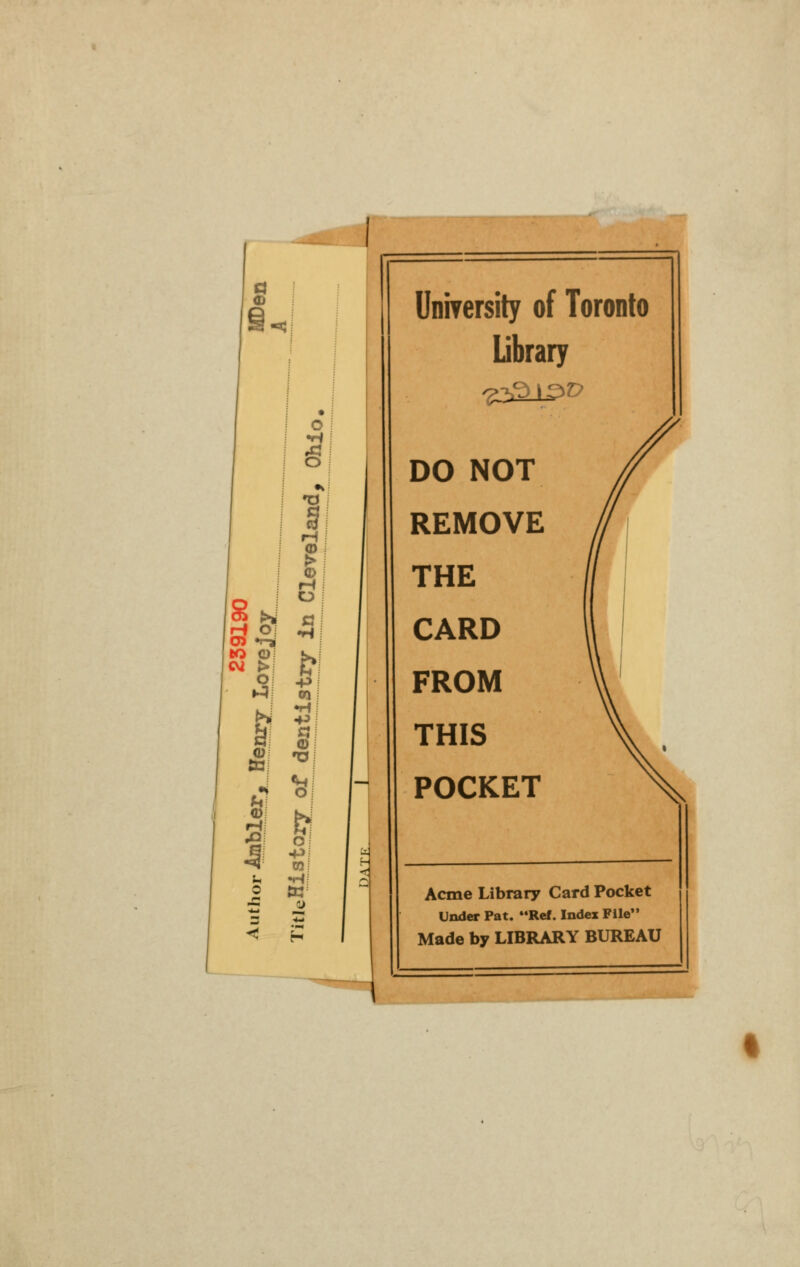s I H O -P Q) O -P Unirersity of Toronto Library DO NOT REMOVE THE CARD FROM THIS POCKET Acme Library Card Pocket Under Pat. Ref. Index File Made by LIBRARY BUREAU