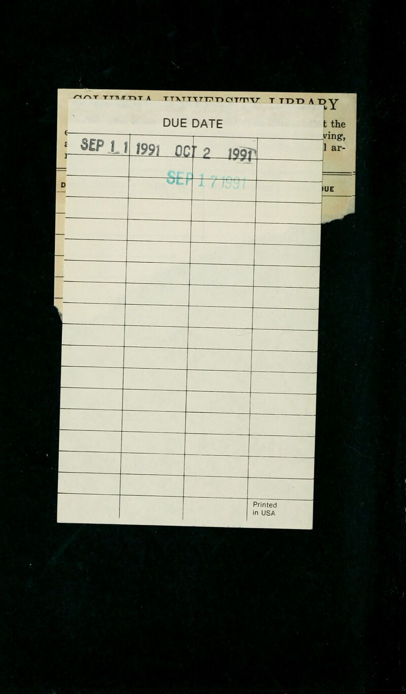 /-lATTTTlfTlTA TTXTTT7T7<r>CiTrr<A7- T TTDT5 A DUE DATE MP I.I lM_Q£L2__i5£C Printed in USA t the ving, 1 ar- >UE