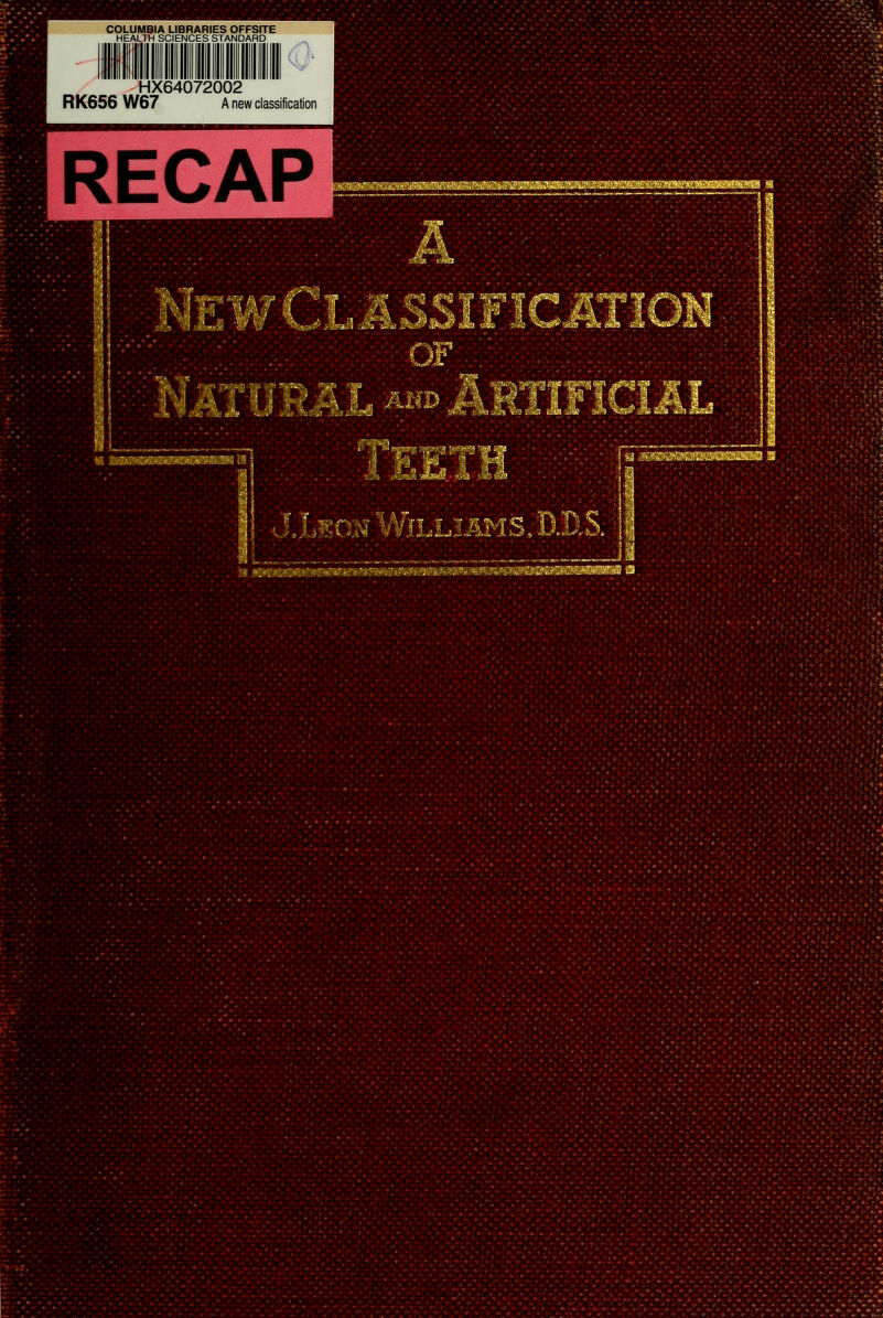 HX64072002 RK656 W67 A new classification RECAP ifi'r^lfill-;Iri i-'-'r'',rIi''^ai ii-'-)n-!('i.'ti''(Wh'iW^m tr' ■■■-■:■■■•■■■.- , ;.__ji