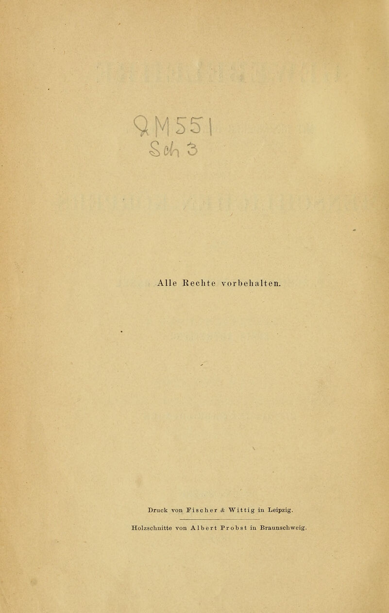 Alle Rechte vorbehalten. Druck von Fischer & Wittig in Leipzig. Holzschnitte von Albert Probst in Braunschweia