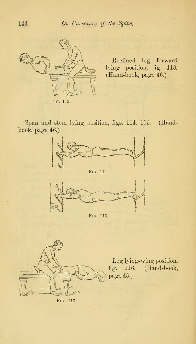Keclined leg forward lying position, fig. 113. (Hand-book, page 46.) Fig. 113. Span and stem lying position, figs. 114, 115. (Hand- book, page 46.) Fig. 115. Leg lying-wing position, fig. 116. (Hand-book, -^ page 43.) WJSS