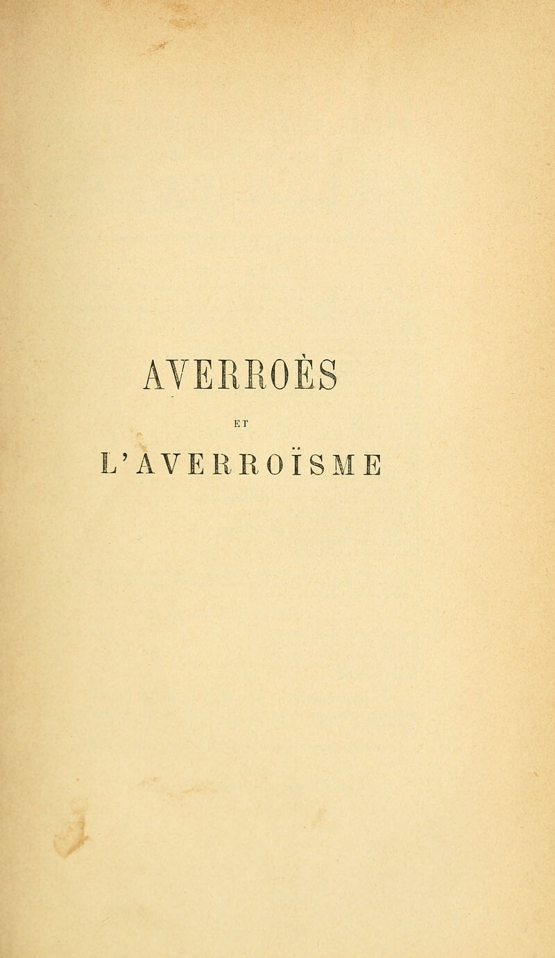 AYERROÈS L'AVERROISME