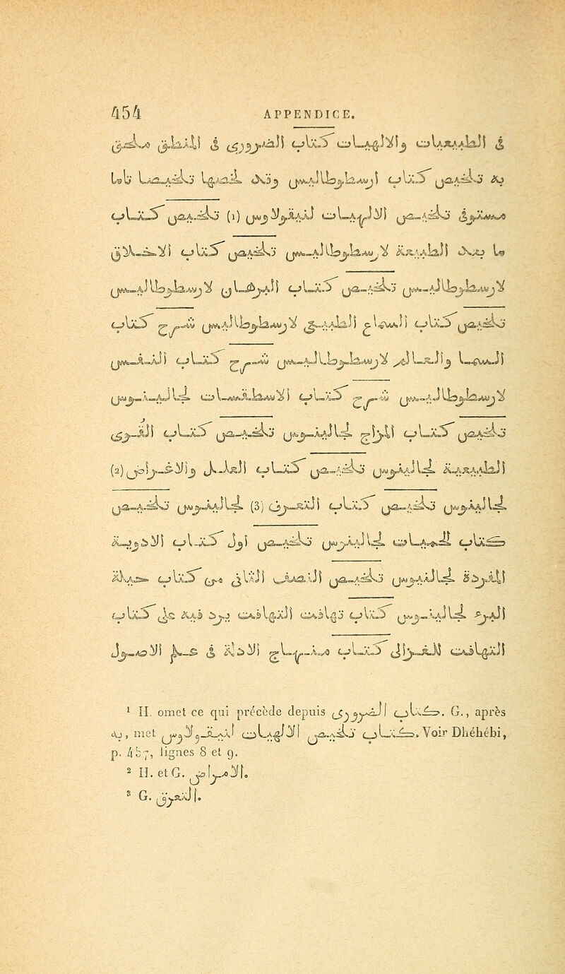 CJ\=A=. £_>UO p> -=.<-ty (JM-V >-i3a.^»Wjls ,j|~AAlâJ) c.*4WJ) CjlX-3 iwâ-';:^0 i fe,-<n.».Â=ÀJ) (JWO ra» -_rt'y (jsWfc«=A.J Lis a-iâ=U» )2> _x^3l_J5.J)g l-,.£W~J) I W fe».À=,A.J I.S» Ci? V-ftW>sîi=s«W i> ) CJU,X=J j?> -.-;« / muw-A.J lis&JâAtM ÎS (<ai-ÂJ) uLXJ (jûJ^j q*, »■—âaJ vs». 5f'j'4! cjI—itaJ /taAïî^j' (2) ^yy\j,-S-hi]^ J^^ARi\ Lj\-X3 ijâ-.AÉikj (J^j,ÀaJ Li. &AAA.U2JI /jâ=A.èkj' (JA)j,-ÀaJUS. (3) (jj«J5ÏJi £_>UO (jâ,-.A.SSJ (J^6,ÂaJI^. i?L»Jaài^) t_sl-JC3 Jeî ,iâ,_AÏi,-sj' (J«-,ÀAJ k^S> t^?l_A^sl «_>lX£ïs> £Xa&- cjIà'5 (j-4 ^\,XJS i=^Ua,.»J) i*a-A;&>o yAij.A.Uls. SàjJjJ {jIaO ^2 &A3 ûj-j ti»,sL(?.xJ) c*vsl$j ou.3 («^«àaJIs. -Pj.ajI JL-^^i &—S j, i^à^) ^•L^-._À=^ c_A_XJ> JÎ^jOJ <^âl$i 1 H. omet ce qui précède depuis jv *yâJ\ c_>Ui==>. G., après 4j, met .jA^oJLy.) c^La^UI y&.Aiio <_)L;vi=. Voir Dhéhébi, p. 4 b7, lignes 8 et 9. 2 IL et G. joî^î. s G. jj^aXjf.