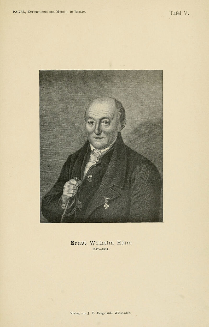 Tafel V. Ernst Wilhelm Heim 1747—1834. Verlag von J. F. Bergmann, Wiesbaden.
