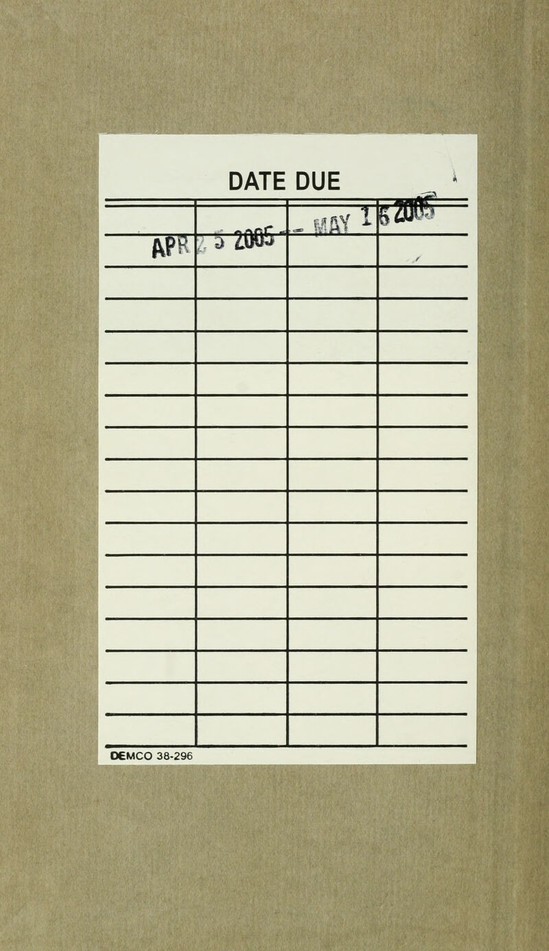 DATE DUE . . ■ —.>#p— ,„ fiSfiY I SZDii;. APf^ 3 ZIHW' ^ OEMCO 38-296