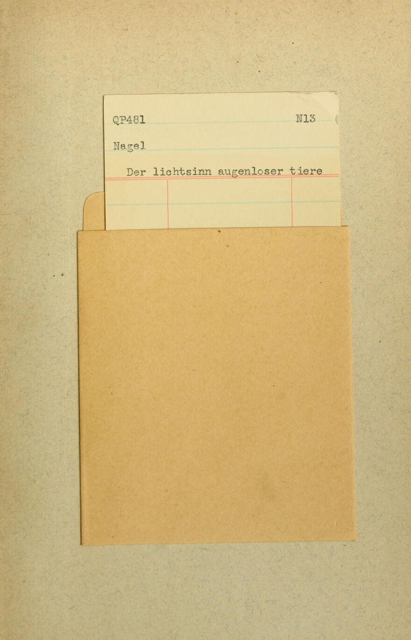 QP481 N13 Nagel Der lichtsinn augenloser tiere