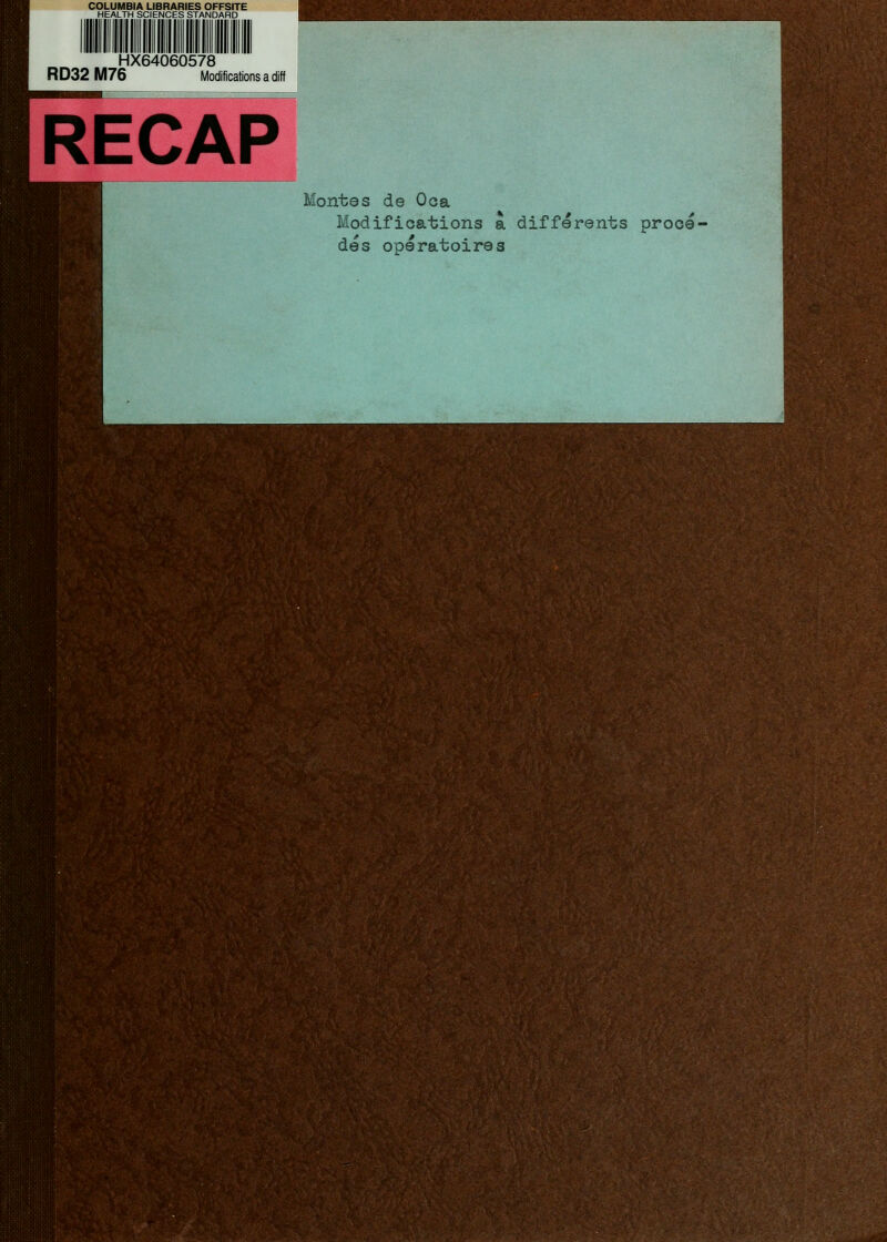 HX64060578 RD32M76 Modifications a diff RECAP Montes de Oca Modifications a différents procé- dés opératoires