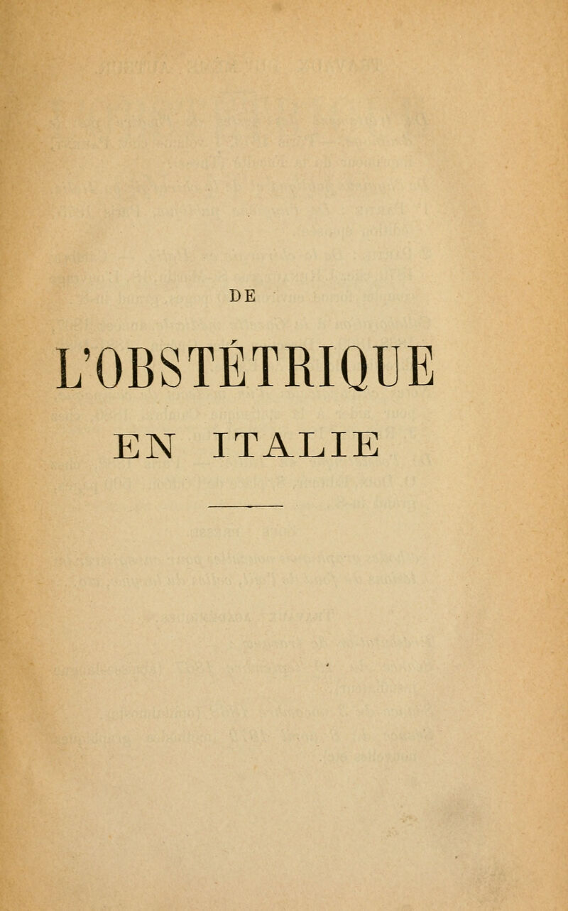 L'OBSTÉTRIQUE EN ITALIE