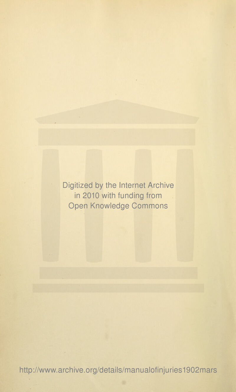 Digitized by tine Internet Arcinive in 2010 witin funding from Open Knowledge Commons http://www.archive.org/details/manualofinjuries1902mars