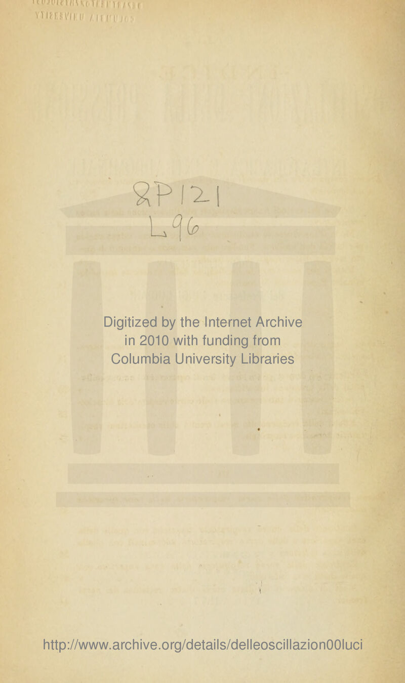 2?m Digitized by the Internet Archive in 2010 with funding from Columbia University Libraries http://www.archive.org/details/delleoscillazionOOIuci
