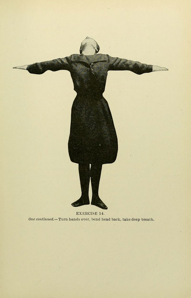 One continued.—Turn hands over, bend head hack, take deep breath.