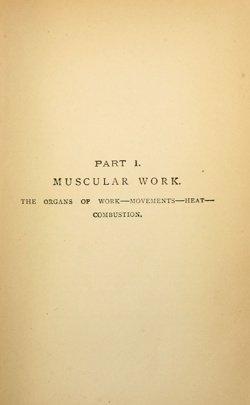 MUSCULAR WORK. THE ORGANS OF WORK MOVEMENTS HEAT- COMBUSTION.