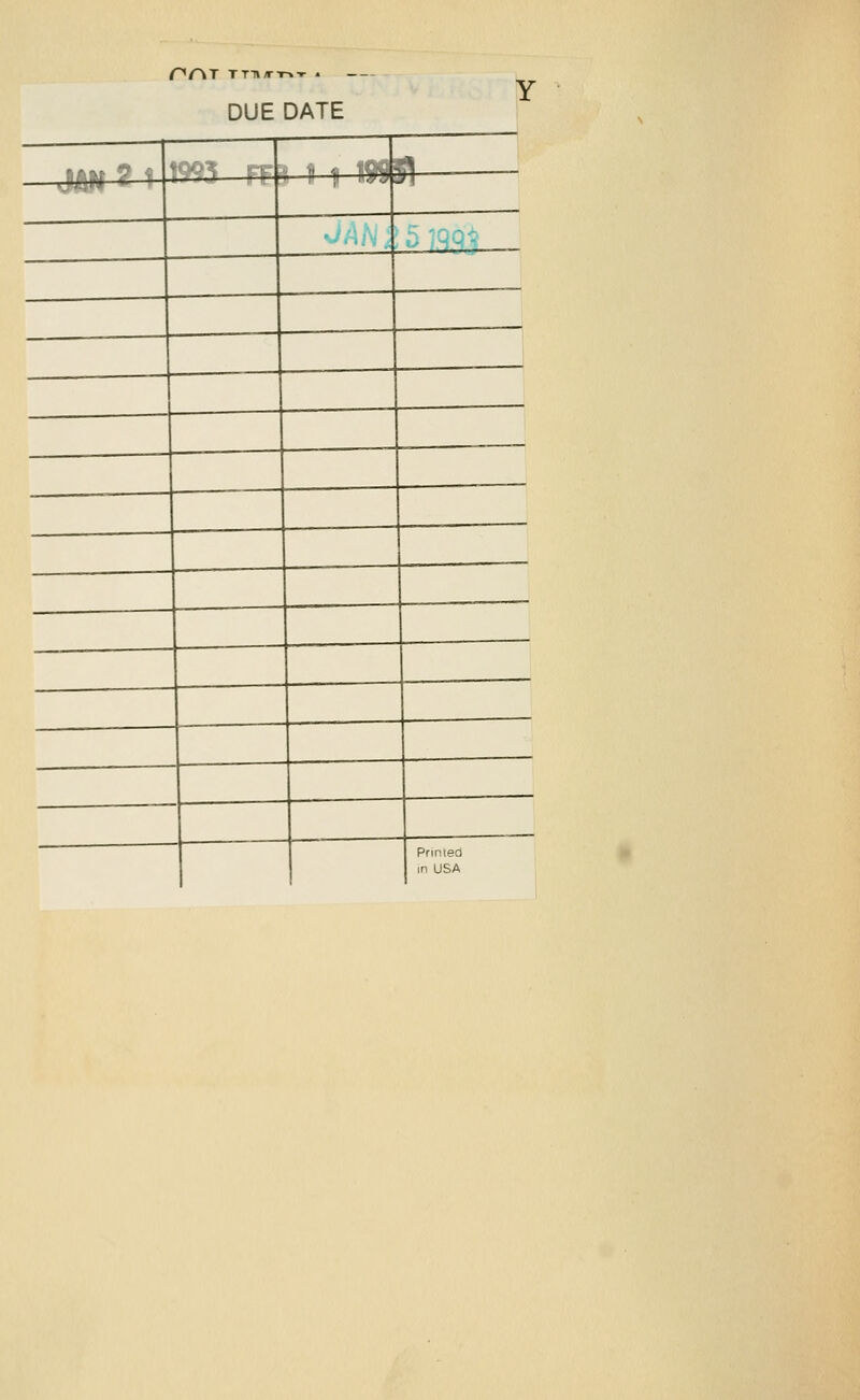 DUE DATE Y flABit 9 ^ !995 FF . ^ ^ iOf^ —iMm * > ■ 'J ^>AN;! 5 iqq- Primeo in USA