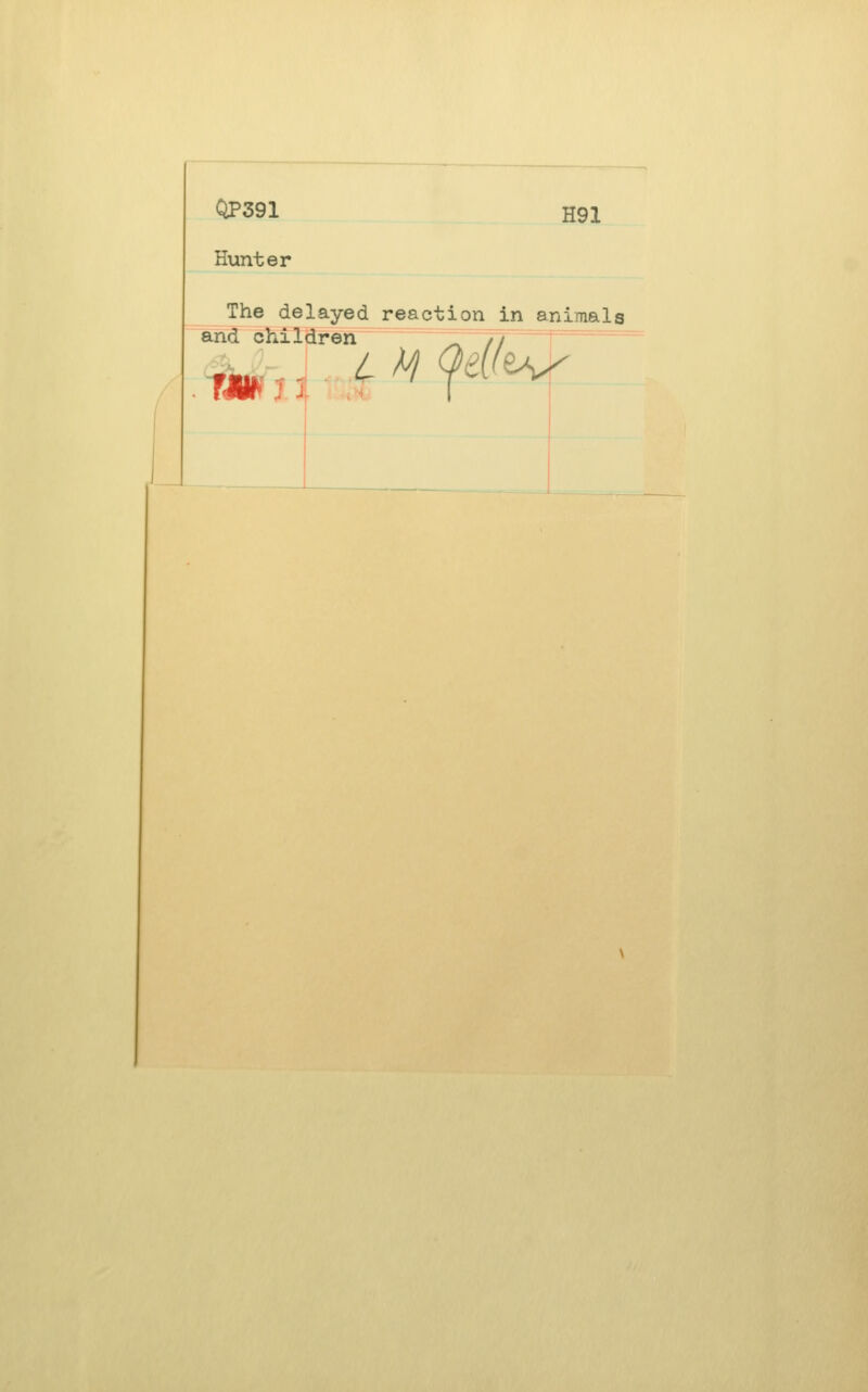 QP391 Hunter H91 The delayed reaction in animals and children imi iaren // r